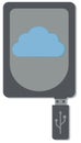 cloud computing hard drive connected with usb flash drive conceptual isolated vector on white background Royalty Free Stock Photo