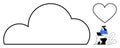 Cloud Computing with Human Interaction Concept and Love Symbol in Minimalist Design Royalty Free Stock Photo