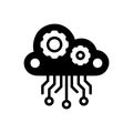 Black solid icon for Cloud Computing, server and technology Royalty Free Stock Photo