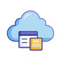 Cloud Computing Icon with Browser Window and Document for Data Storage Royalty Free Stock Photo