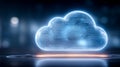 Cloud computing icon with circuit pattern representing secure data storage and online services. Royalty Free Stock Photo