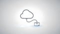 Cloud computing illustration showing data transfer to a box on a clean white background Royalty Free Stock Photo