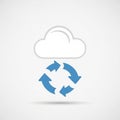 Cloud computing icon featuring a simple white cloud positioned above a circular arrangement of blue Royalty Free Stock Photo