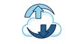 Cloud computing icon featuring a stylized cloud with two circular curved arrows Royalty Free Stock Photo