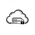 Cloud computing icon featuring two server units within a stylized cloud shape. A padl Royalty Free Stock Photo