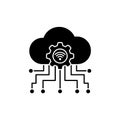Cloud computing icon with gear and circuit board connections representing integration and Royalty Free Stock Photo