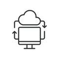 Cloud computing icon in line design. cloud services, online computing, remote infrastructure on white background vector. Cloud Royalty Free Stock Photo