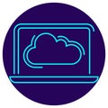 Cloud Computing Icon. Minimalistic neon outline Royalty Free Stock Photo