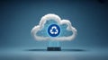 Cloud Computing Icon with Recycle Symbol and Server Rack Royalty Free Stock Photo
