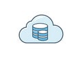 Cloud computing icon representing data storage with stacked cylinders inside a cloud shape Royalty Free Stock Photo