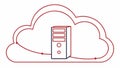 A cloud computing icon with a server inside for data hosting services, vector design Generative AI Royalty Free Stock Photo
