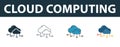 Cloud Computing icon set. Four simple symbols in diferent styles from web development icons collection. Creative cloud computing Royalty Free Stock Photo