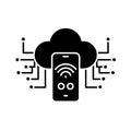 Cloud computing icon with smartphone and wireless signal connected to circuit lines, data Royalty Free Stock Photo