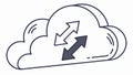 Cloud computing icon with synchronized arrows, symbolizing data transfer, vector design Generative AI Royalty Free Stock Photo