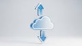 Cloud Computing Icon with Up and Down Arrows on White Background Keywords: cloud, computing, data, storage, transfer Royalty Free Stock Photo