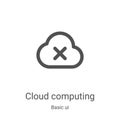 cloud computing icon vector from basic ui collection. Thin line cloud computing outline icon vector illustration. Linear symbol Royalty Free Stock Photo