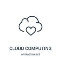 cloud computing icon vector from interaction set collection. Thin line cloud computing outline icon vector illustration Royalty Free Stock Photo