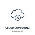 cloud computing icon vector from interaction set collection. Thin line cloud computing outline icon vector illustration Royalty Free Stock Photo