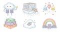 Cloud computing icons with cute characters Royalty Free Stock Photo