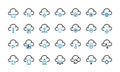 Cloud computing icons. Data transfer access and synchronization, internet platform and cloud server technology. Vector