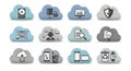 Cloud computing icons representing data storage security and digital services Royalty Free Stock Photo