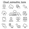 Cloud computing icons set in thin line style Royalty Free Stock Photo