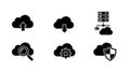 Cloud Computing Icons Set: Upload, Download, Servers, Search, Settings, Security Royalty Free Stock Photo