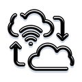 Cloud computing data transfer icon set wirelessly Royalty Free Stock Photo
