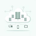 Computing illustration depicting a central cloud with connected server Royalty Free Stock Photo