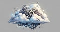 Cloud computing concept with gears and airplanes symbolizing data transfer and speed Royalty Free Stock Photo