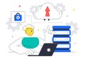 Cloud Computing Illustration Featuring Digital Technology Speed Connection with Database, Statistics, Analytics, Server, Royalty Free Stock Photo