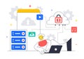 Cloud Computing Illustration Featuring Digital Technology Speed Connection with Database, Statistics, Analytics, Server, Royalty Free Stock Photo