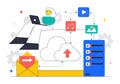 Cloud Computing Illustration Featuring Digital Technology Speed Connection with Database, Statistics, Analytics, Server, Royalty Free Stock Photo