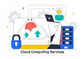 Cloud Computing Illustration Featuring Digital Technology Speed Connection with Database, Statistics, Analytics, Server, Royalty Free Stock Photo
