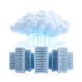 Illustration of cloud computing with servers connected to a cloud on a white background Royalty Free Stock Photo