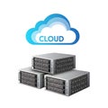 Cloud computing infrastructure with interconnected servers supporting cloud services Royalty Free Stock Photo