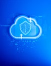 Cloud computing infrastructure technology, data system storage service concept. Digital shiel padlock on cloud with binary code Royalty Free Stock Photo