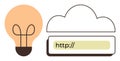 Cloud Computing and Innovation Concept with Light Bulb and URL Bar Icon Royalty Free Stock Photo