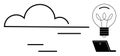 Cloud Computing, Innovation, and Technology Concept with Cloud, Lightbulb, and Laptop Icons Royalty Free Stock Photo
