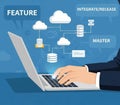 Cloud computing integration and data management on laptop by professional Royalty Free Stock Photo