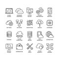 Cloud computing. Internet technology. Online services. Data, information security. Connection. Thin line black web icon Royalty Free Stock Photo