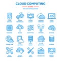 Cloud computing. Internet technology. Online services. Data, information security. Connection. Thin line blue web icon Royalty Free Stock Photo