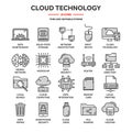 Cloud computing. Internet technology. Online services. Data, information security. Connection. Thin line blue web icon Royalty Free Stock Photo