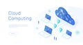 Cloud computing isometric. Big data flow processing concept, cloud database. Cloud Technology 3dillustration. Cloud Royalty Free Stock Photo