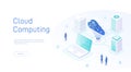 Cloud computing isometric. Cloud database. Big data flow processing concept. Cloud Technology illustration. Cloud Royalty Free Stock Photo