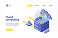 Cloud computing isometric vector landing page template Royalty Free Stock Photo
