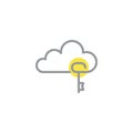 Cloud computing key line icon Royalty Free Stock Photo