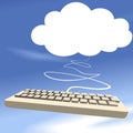 Cloud computing keyboard on blue sky background Royalty Free Stock Photo