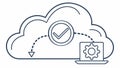 Cloud Computing with Laptop and Gear, Digital Productivity Icon, vector design Generative AI Royalty Free Stock Photo