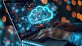 Cloud Computing with Laptop User and Binary Code Graphic Royalty Free Stock Photo